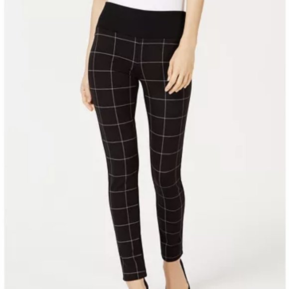NWT INC Skinny Plaid Front Leggings Size 0 - Picture 4 of 10